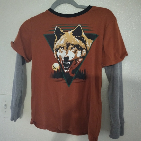 Place Other - Rust Graphic Wolf Long Sleeve Shirt boys